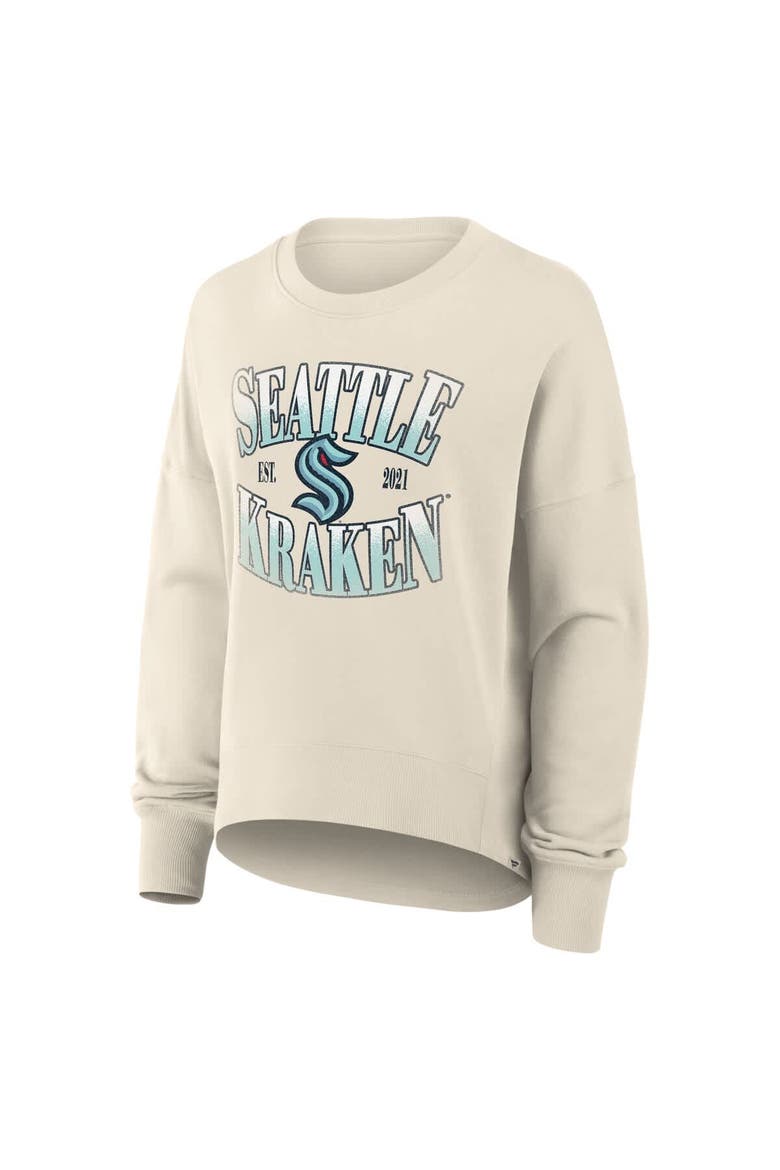 Women's Fanatics Cream Seattle Kraken Oversized Slice Pullover Sweatshirt, Alternate, color, Cream