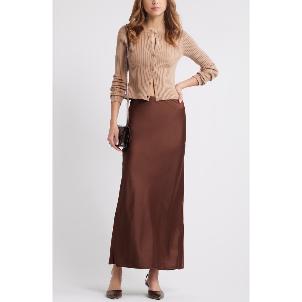 Open Edit Rib Cardigan In Tan Natural