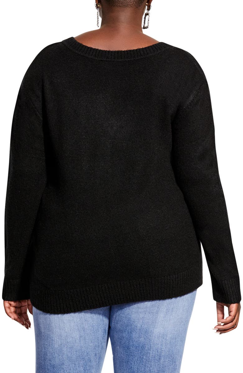 City Chic V-Neck Sweater, Alternate, color,