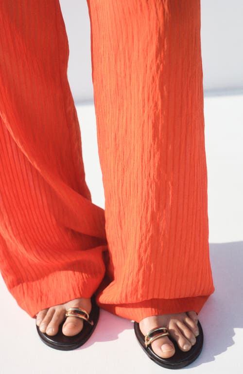 Mango Straight-leg Trousers With A Wrinkled Effect Orange In Neutral