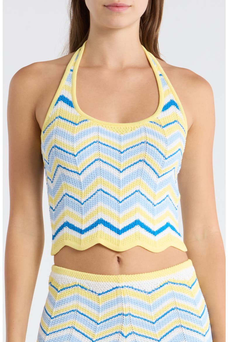 Chevron Knit Halter Crop Top, Main, color, LEMON DAZE