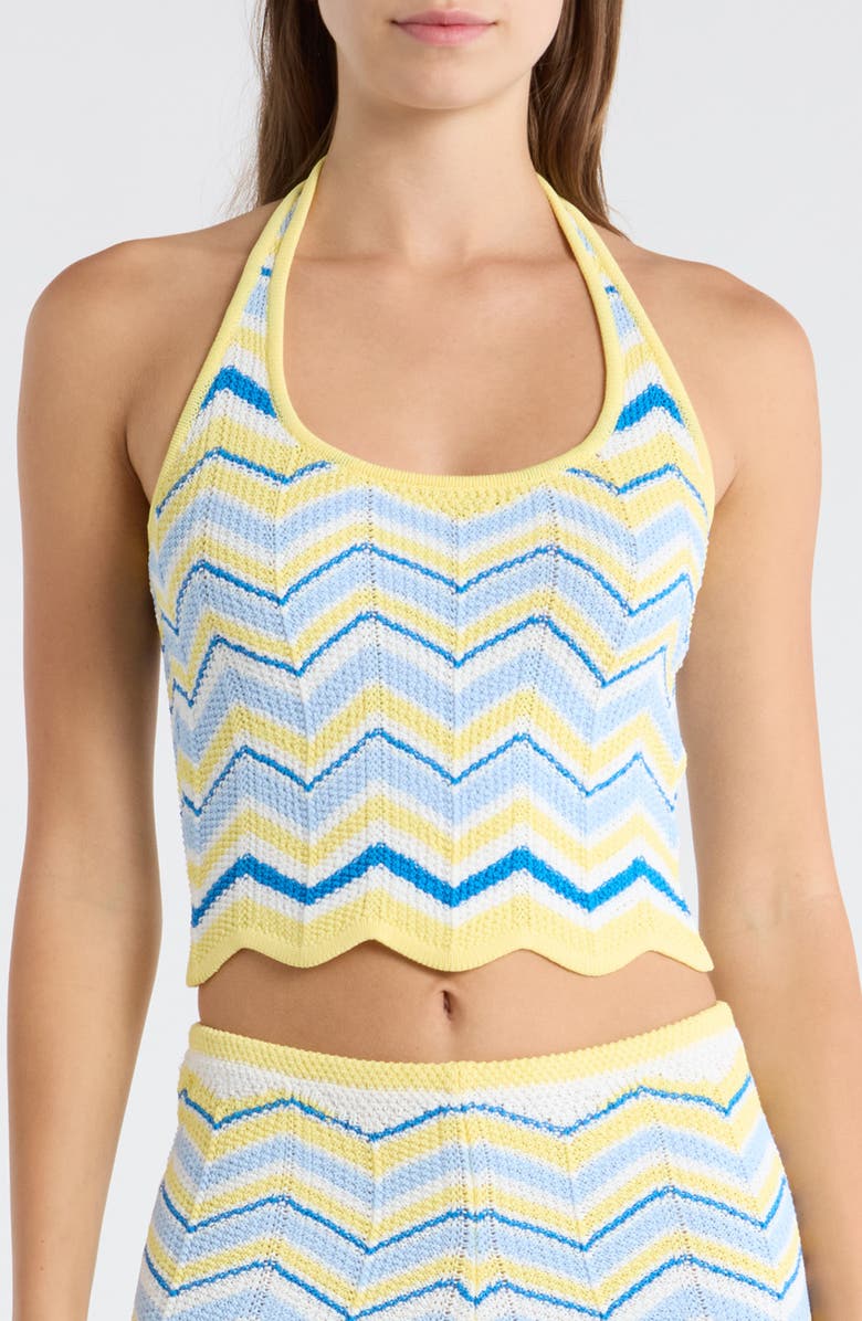 Kulani Kinis Chevron Knit Halter Crop Top, Main, color, Lemon Daze