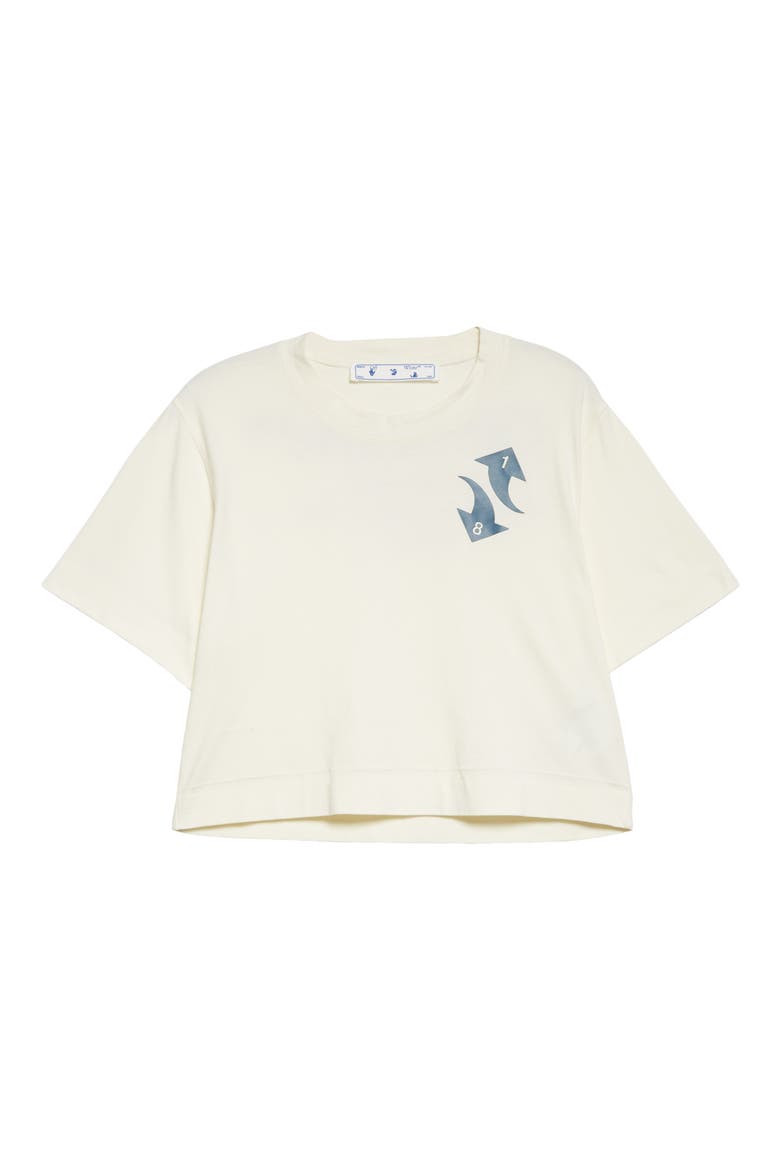 Gender Inclusive Crop Logo Graphic Tee (Nordstrom Exclusive), Alternate, color, WHITE/ BLUE STONE