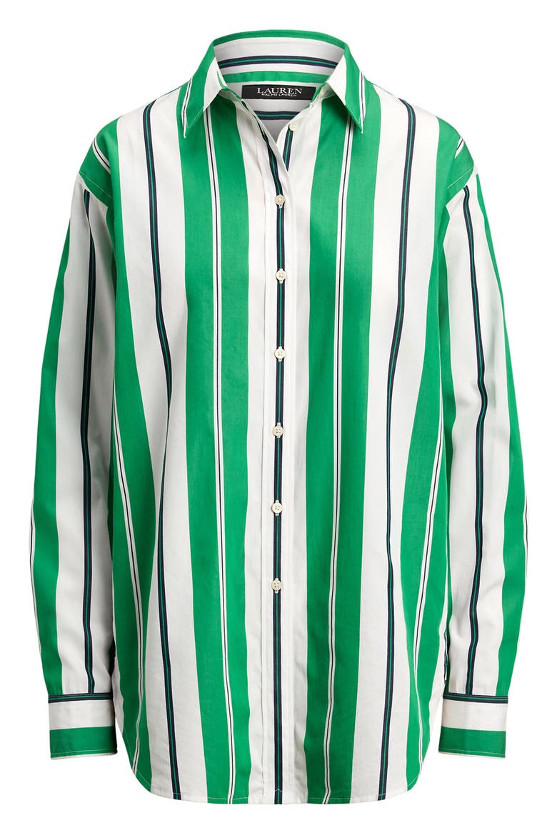 Relaxed Fit Striped Broadcloth Shirt, Alternate, color, GREEN