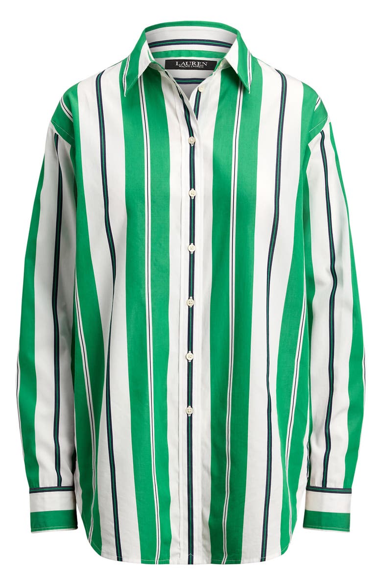 Lauren Ralph Lauren Kotta Stripe Yarn Dyed Broadcloth Button-Up Shirt, Alternate, color, Green