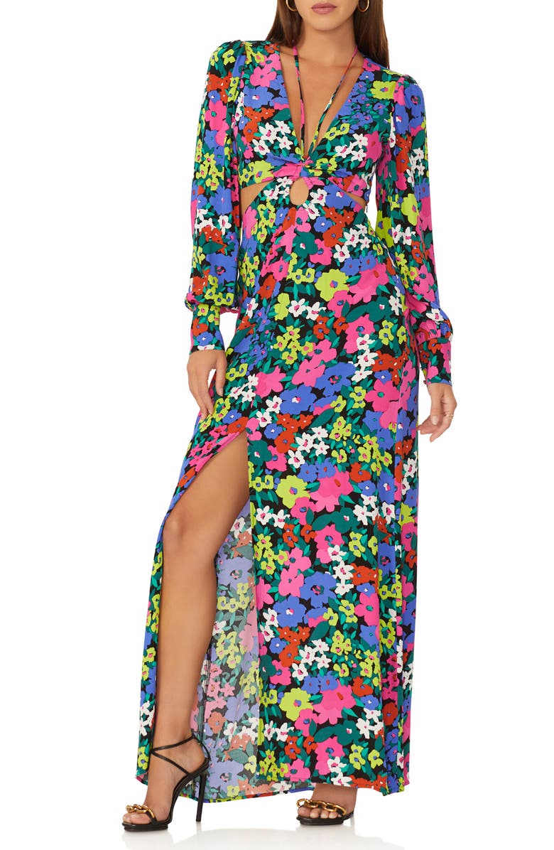 AFRM Dialli Cutout Long Sleeve Maxi Dress, Main, color,