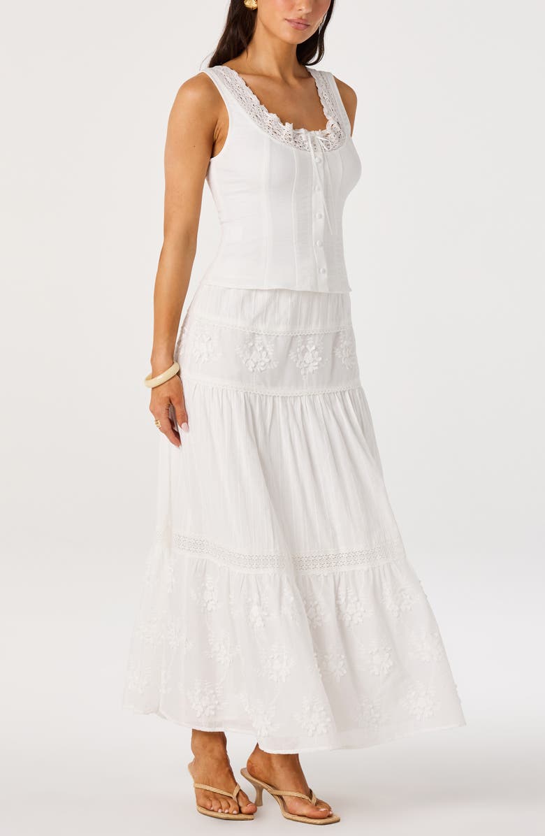 ASTR the Label Victoria Lace Trim Sleeveless Top, Alternate, color, White