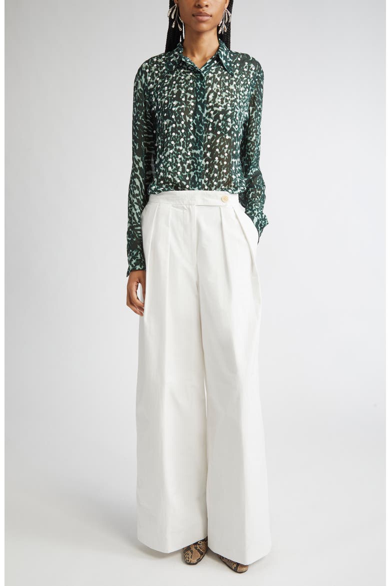 Pamplona Pleated Wide Leg Trousers, Alternate, color, WHITE