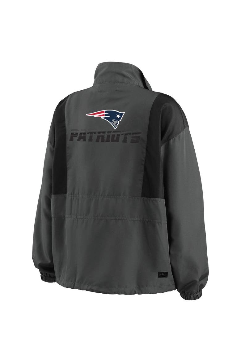 Women's WEAR by Erin Andrews Charcoal New England Patriots Popover Packable Half-Zip Jacket, Alternate, color, Charcoal