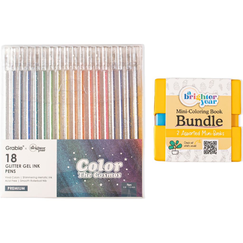 A Brighter Year 3-Piece Mini Adult Coloring Book + Gel Pen Bundle in Multicolor  product