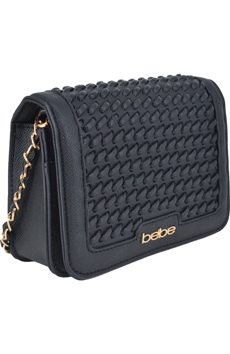 bebe Katriel Woven Crossbody Bag, Alternate, color, Black
