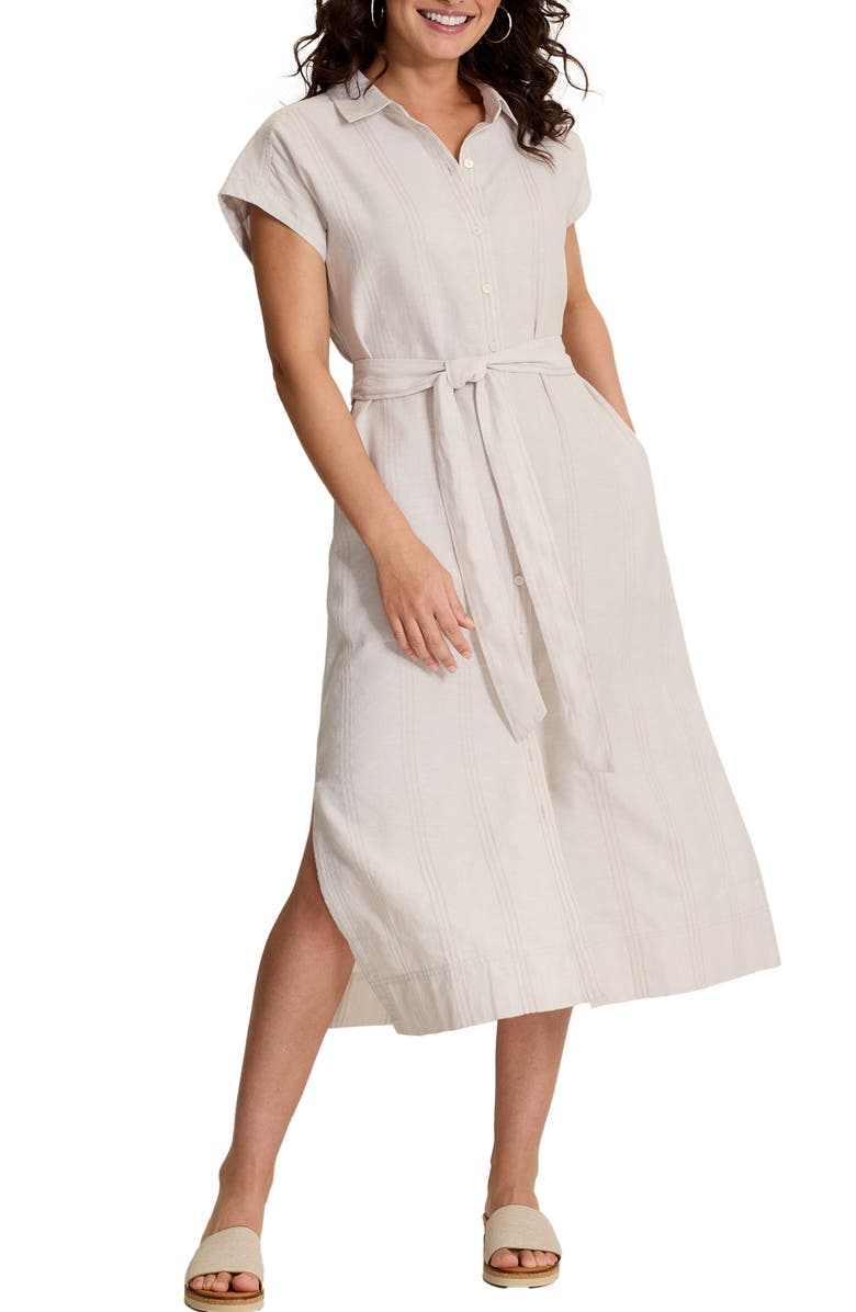 Tommy Bahama Summer Isle Linen & Cotton Midi Shirtdress, Alternate, color, Khaki Sand