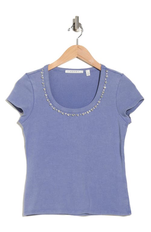 Cyrus Rhinestone Trim T-shirt In Blue
