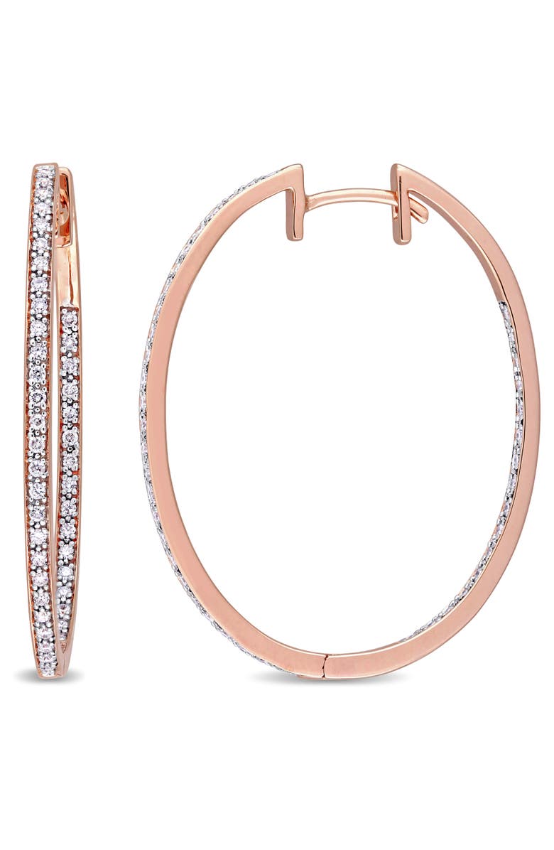 Julianna B. Diamond Slender Hoop Earrings 10k Rose Gold, Main, color,