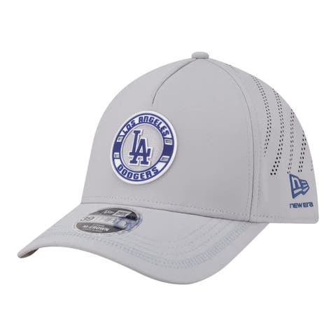 Men's New Era Gray Los Angeles Dodgers Patch 39THIRTY A-Frame M-Crown Perforated Flex Hat