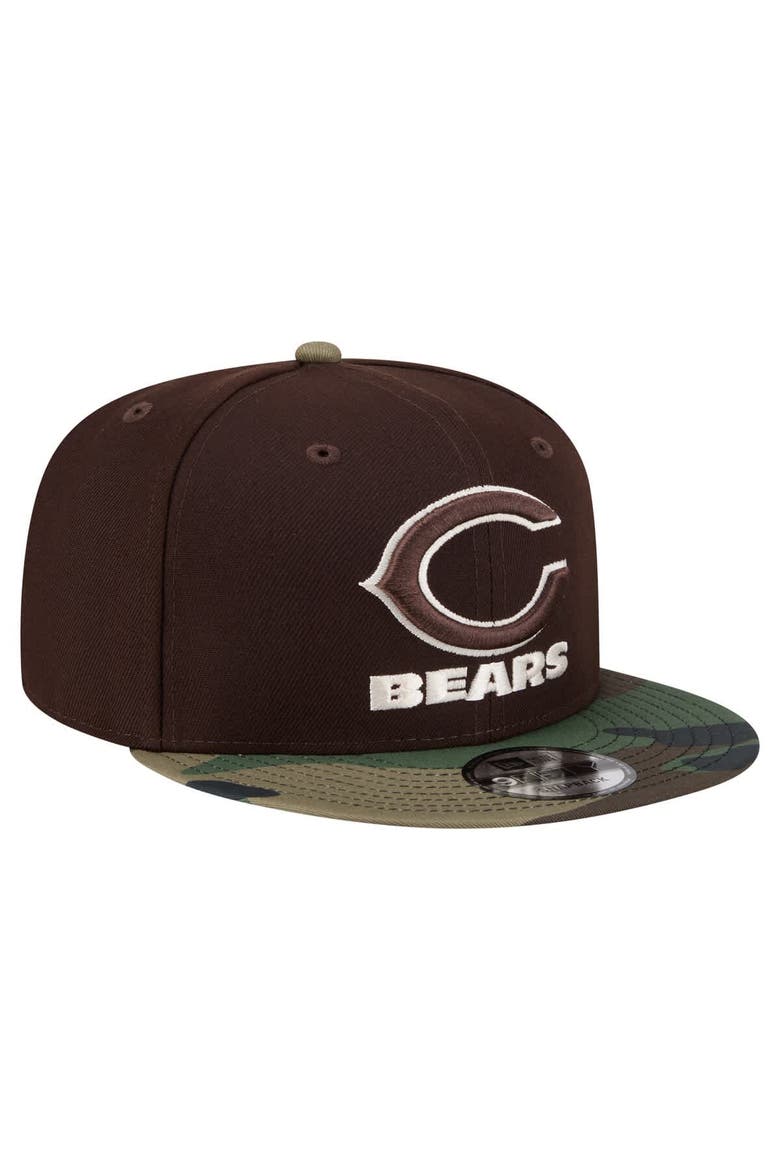 Men's New Era  Dark Brown Chicago Bears Burnt Wood Camo 9FIFTY Snapback Hat, Alternate, color, Dark Brown