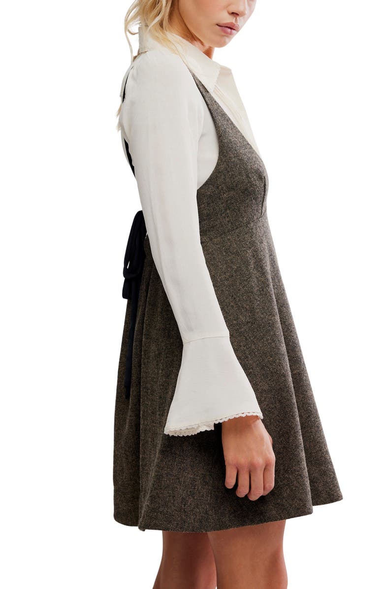 Free People Cyd Empire Waist Minidress, Alternate, color, Espresso Combo