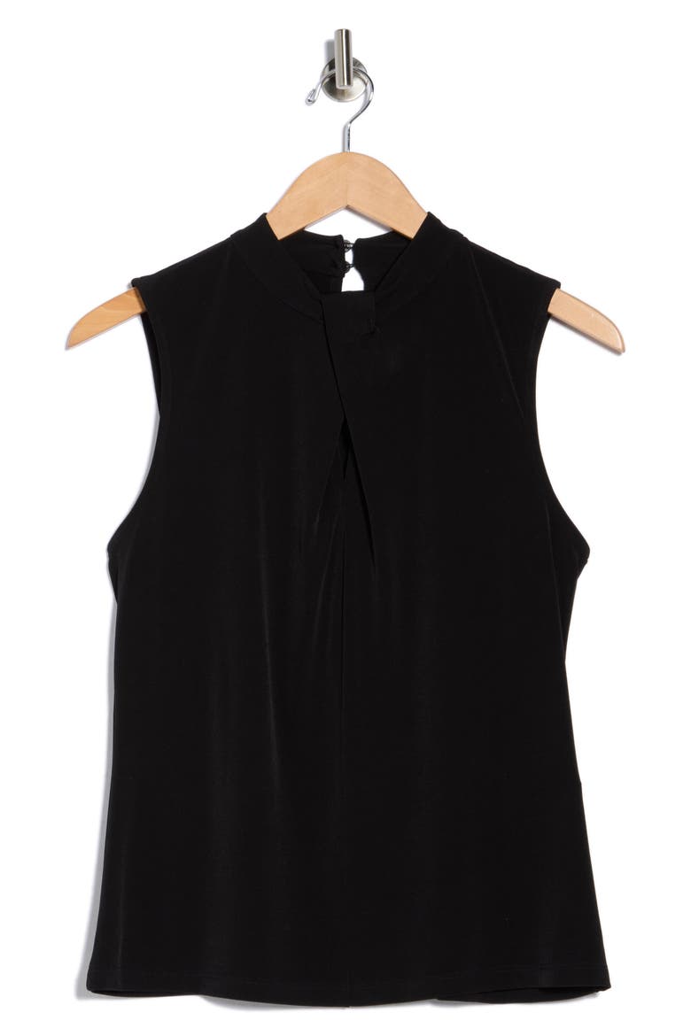 Keyhole Sleeveless Jersey Top, Alternate, color, BLACK