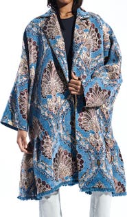 AZALEA WANG Paisley Jacquard Peplum Coat