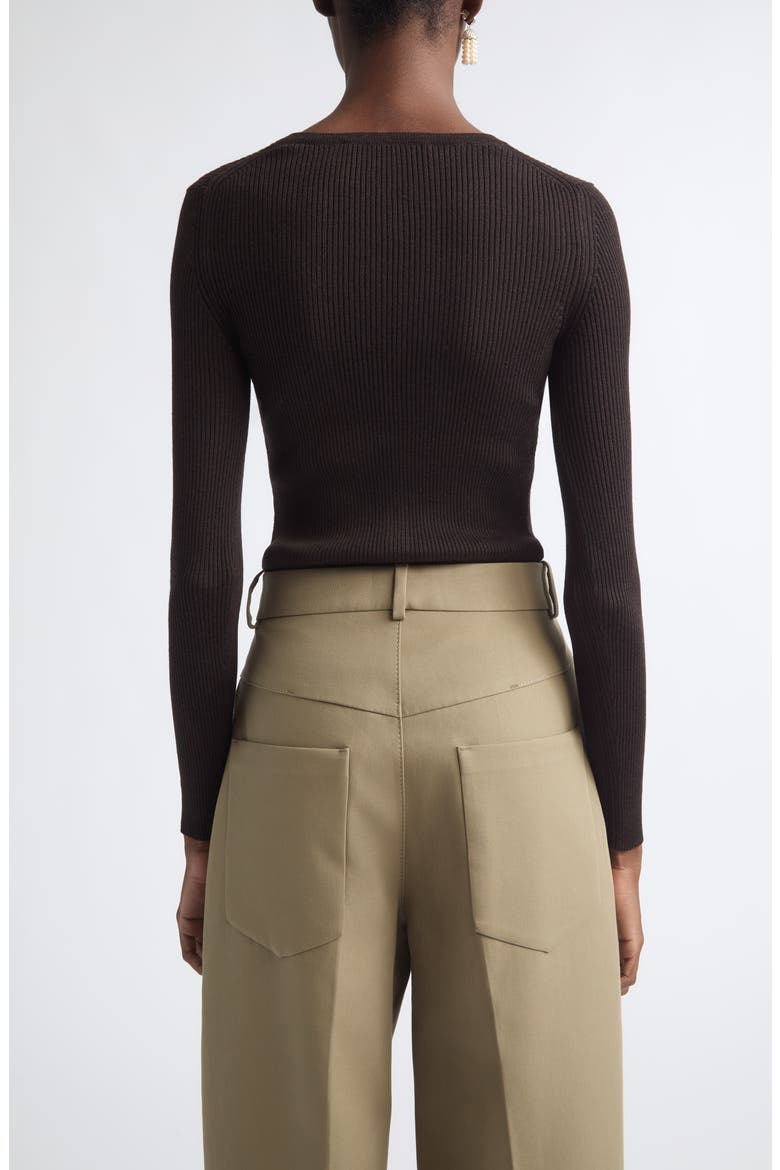 Insider Merino Wool & Silk Henley Sweater, Alternate, color, BITTER CHOCO