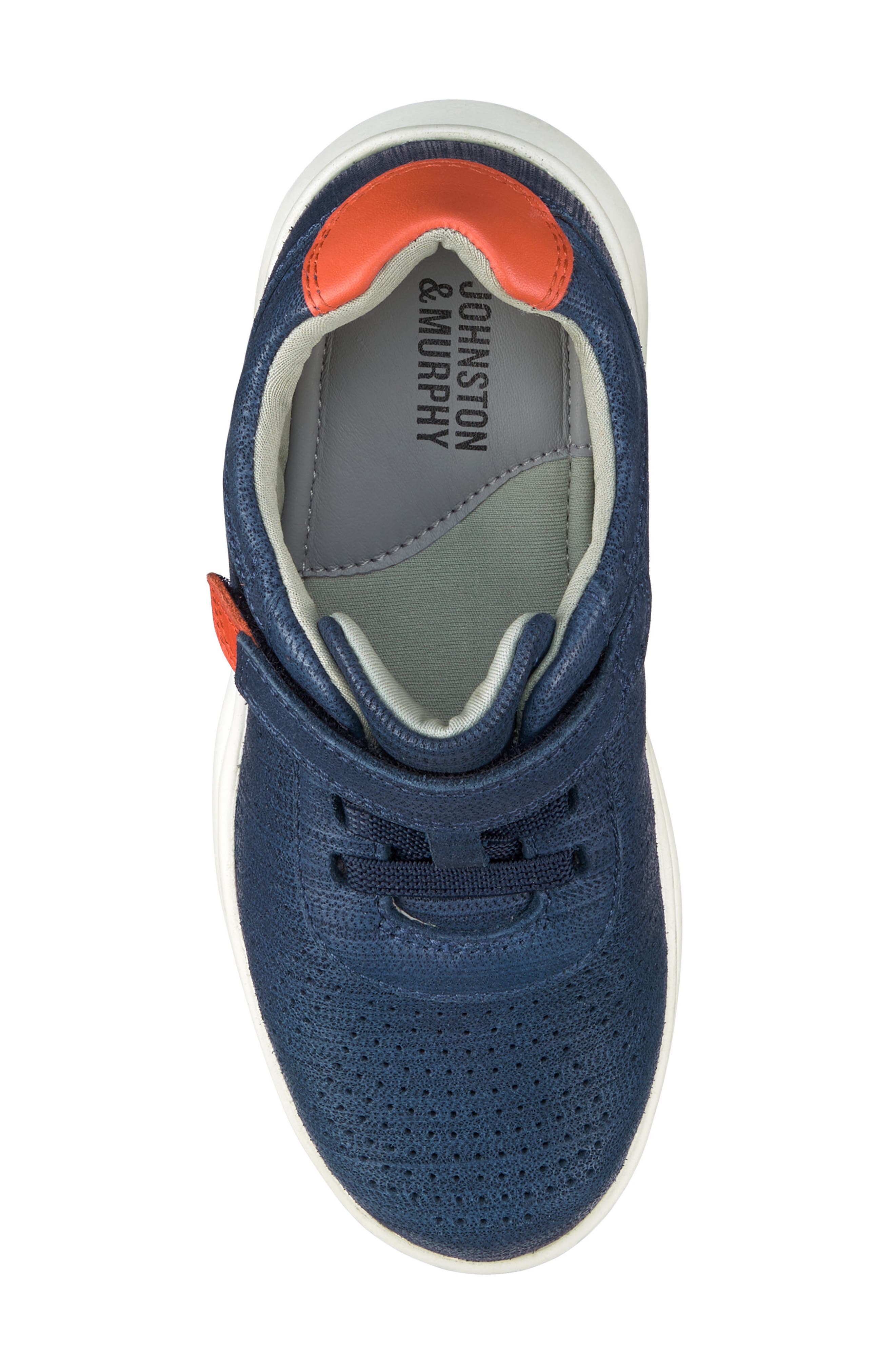 Johnston & Murphy Kid's Activate U-Throat Hook & Loop Sneaker, Alternate, color, Navy Full Grain