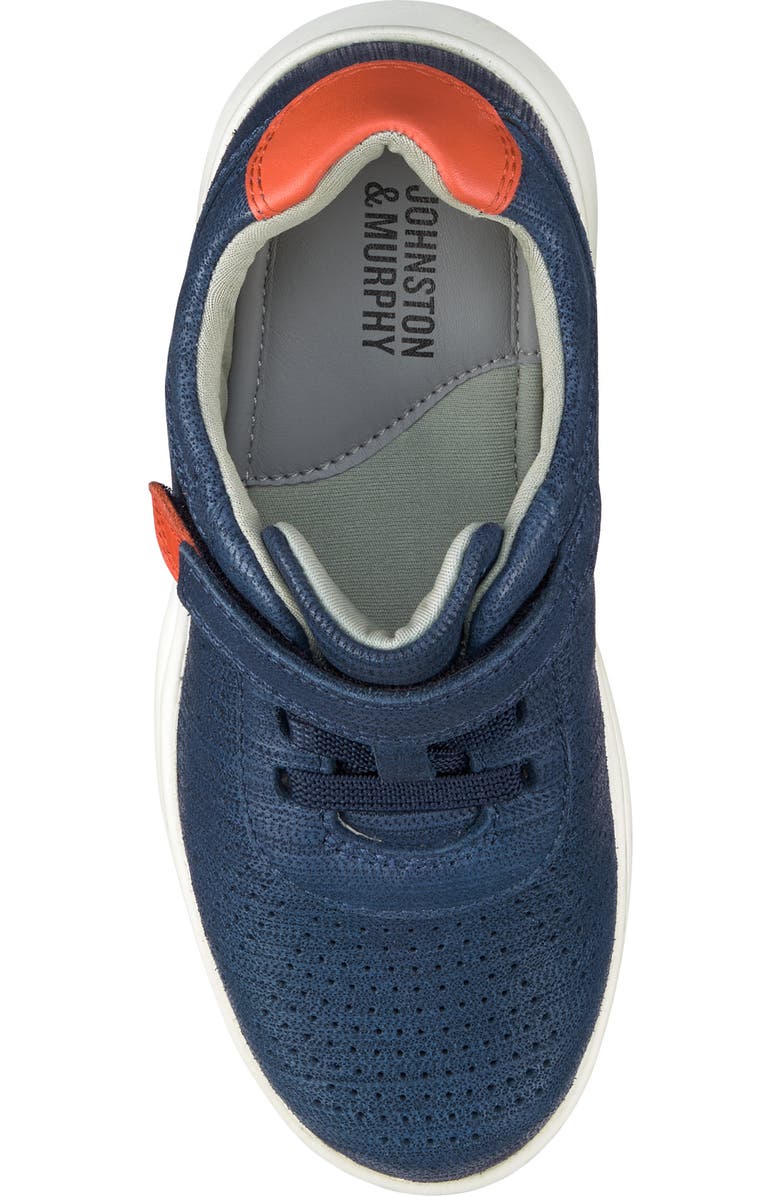 Johnston & Murphy Kid's Activate U-Throat Hook & Loop Sneaker, Alternate, color, Navy Full Grain
