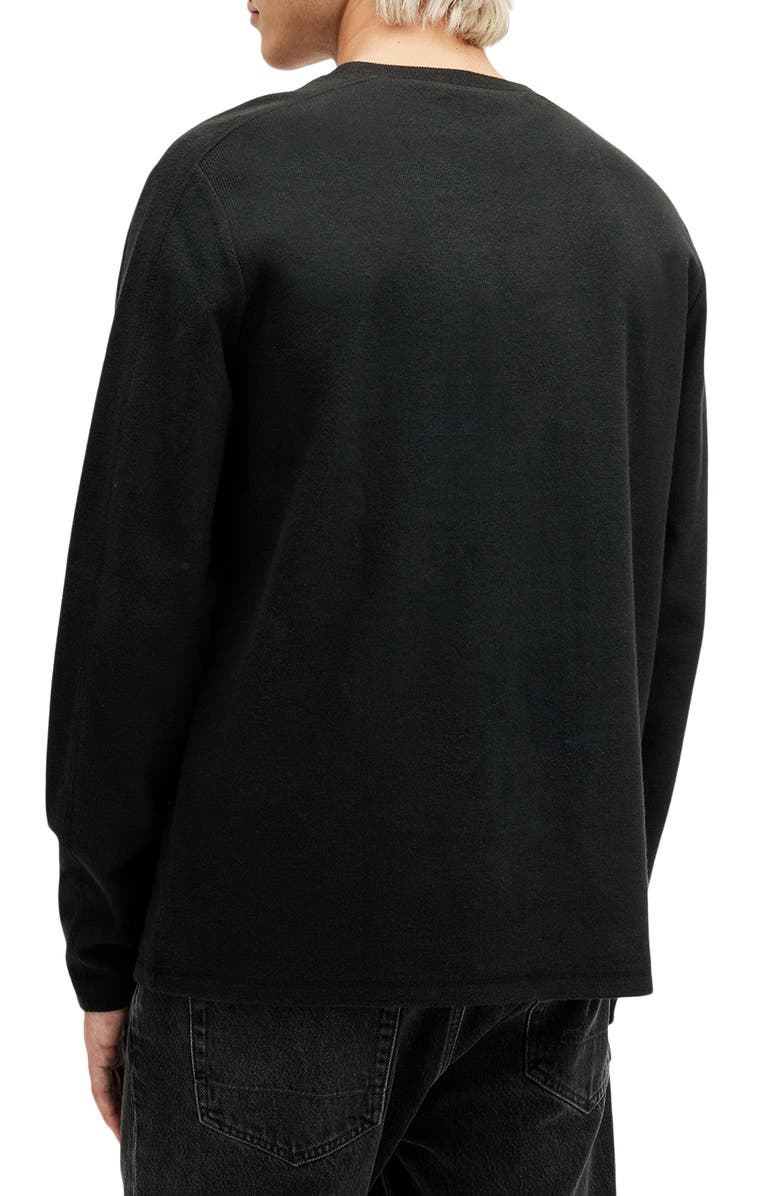 AllSaints Rowe Long Sleeve Waffle Knit T-Shirt, Alternate, color, Jet Black