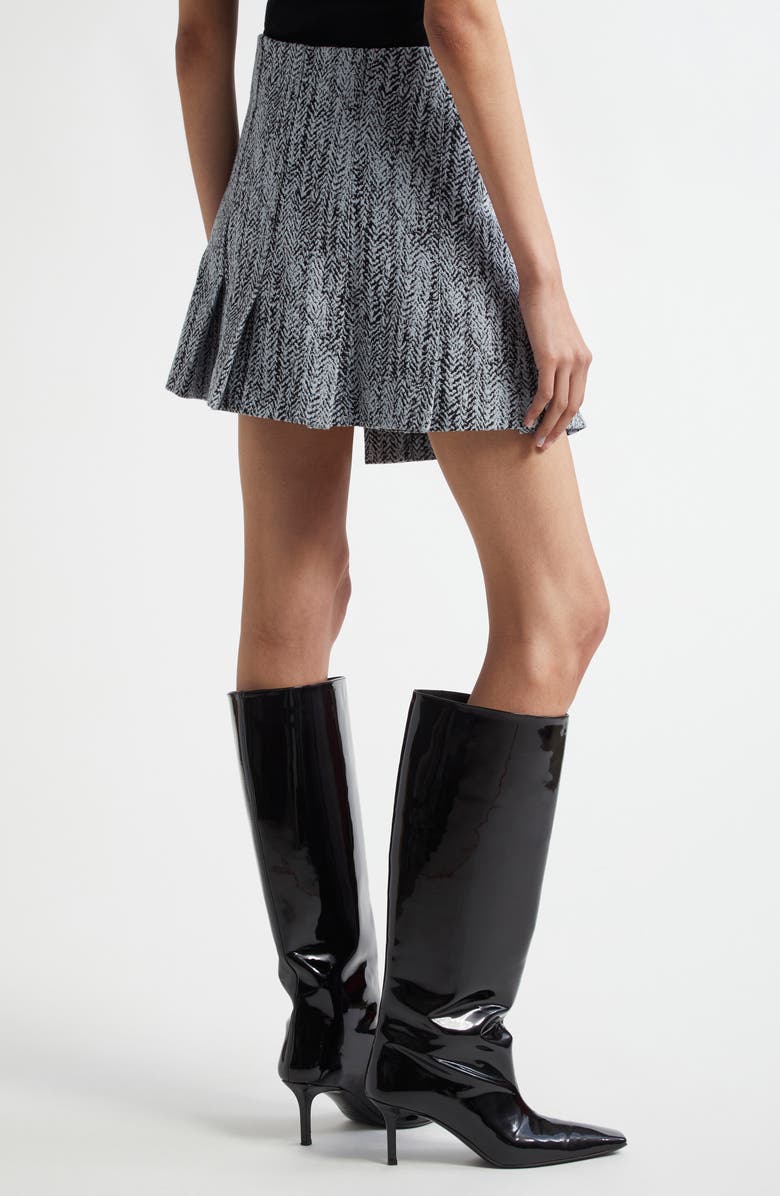 Ganni Tweed Cotton Pleated Wrap Miniskirt, Alternate, color, Celestial Blue