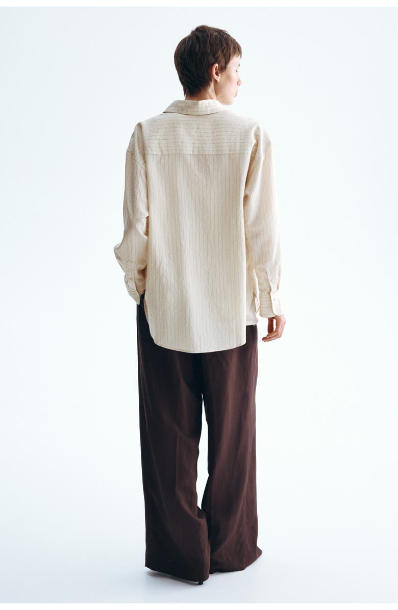 H&M Oversized Shirt, Alternate, color, Light Beige/Pinstriped
