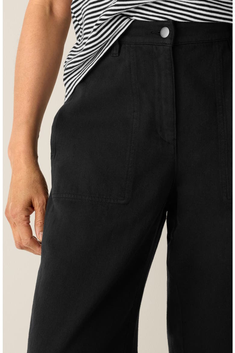 High Waist Wide Leg Full Length Organic Cotton Pants, Alternate, color, BLACK