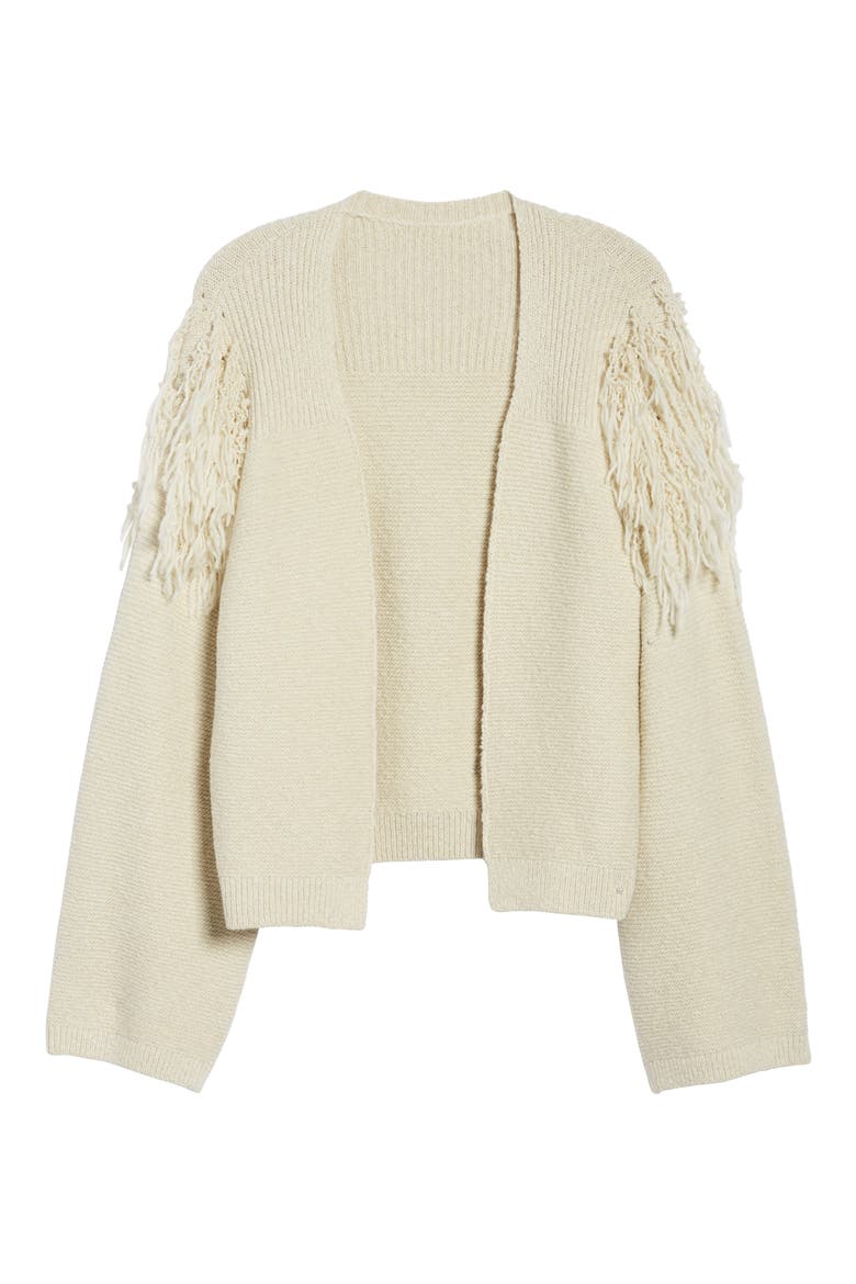 Fringe Detail Cardigan, Alternate, color, IVORY BIRCH