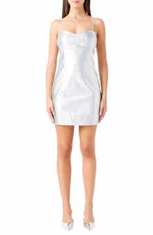 Metallic Faux Leather Sheath Minidress