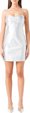 Endless Rose Metallic Faux Leather Sheath Minidress