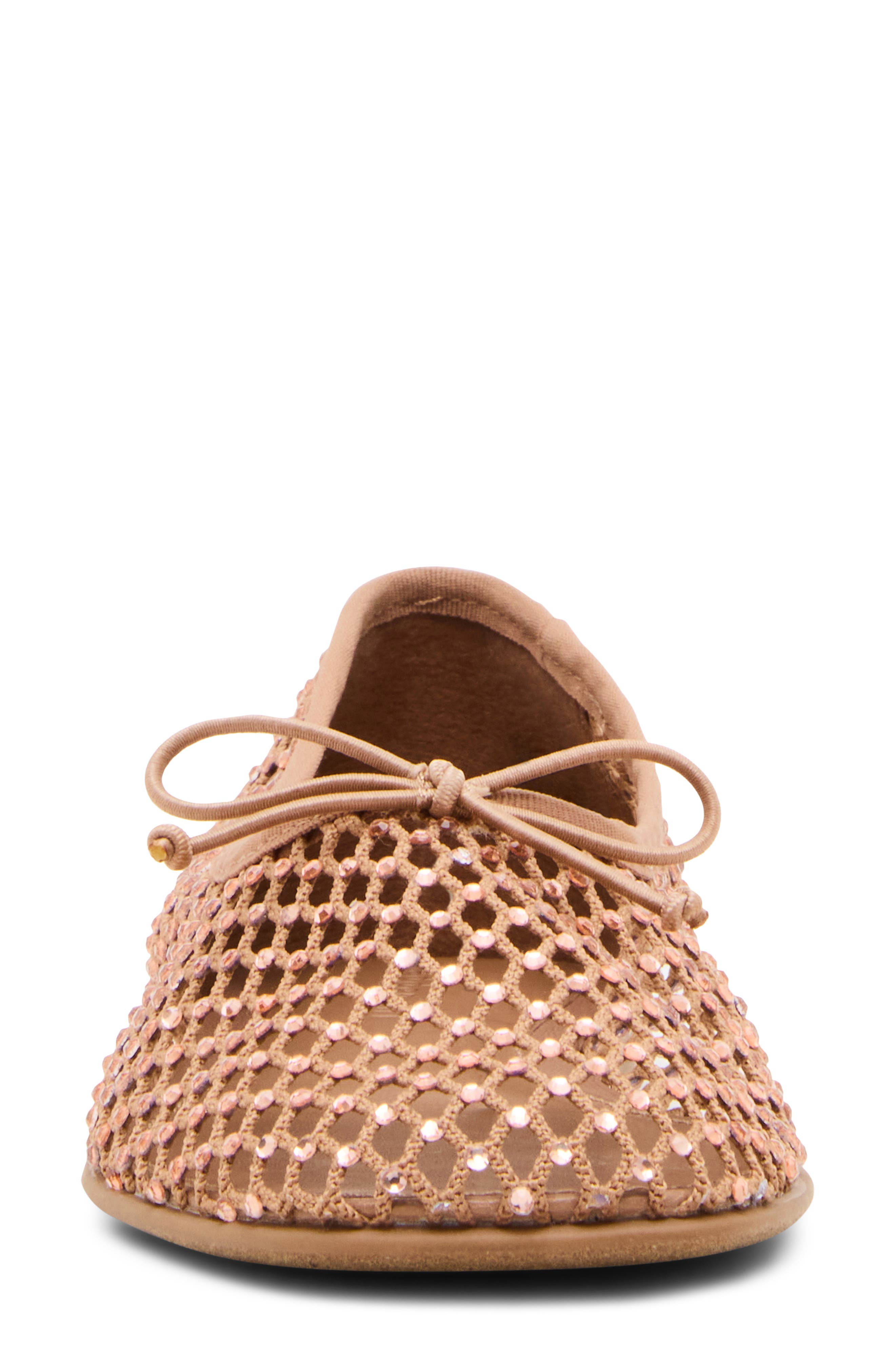 Beautyy Rhinestone Mesh Ballet Flat, Alternate, color, BEIGE MULTI