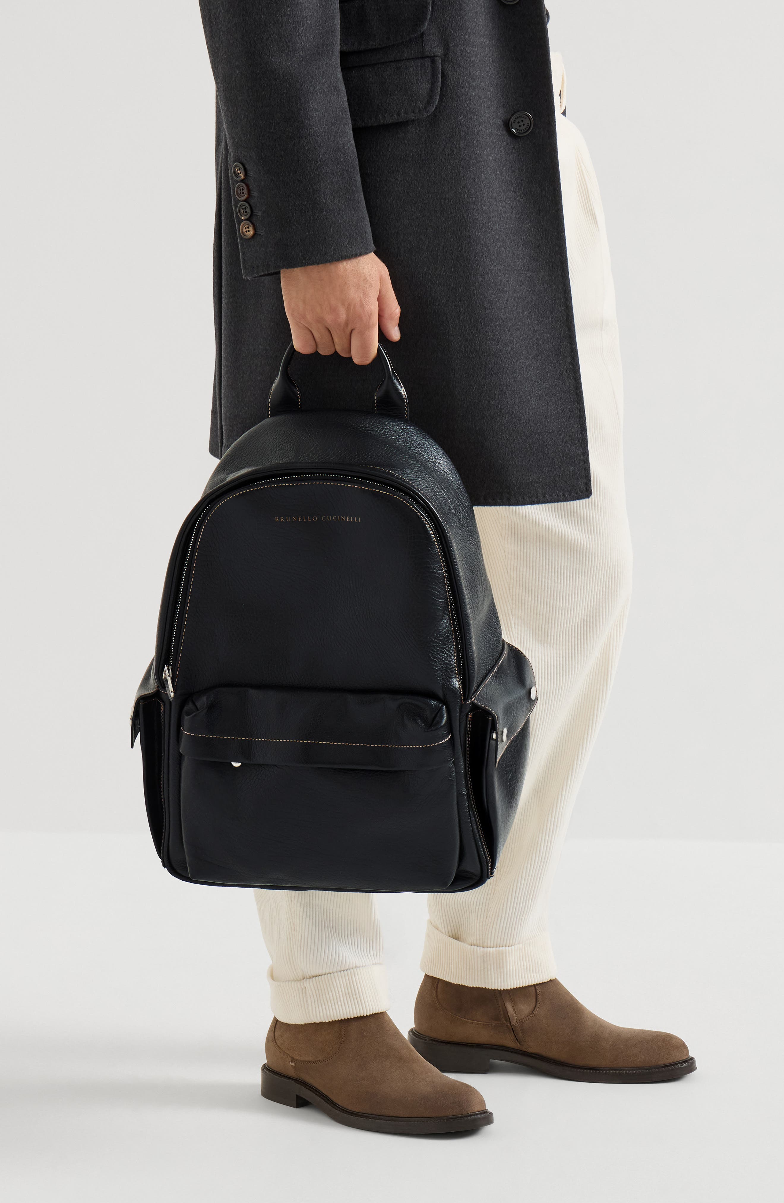 Grained calfskin travel backpack, Alternate, color, Black
