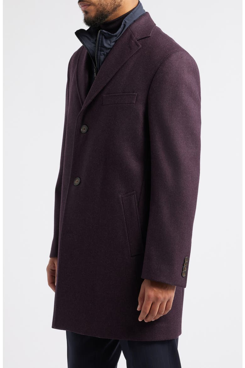 Delroy Wool Topcoat with Removable Bib, Alternate, color, BURGUNDY