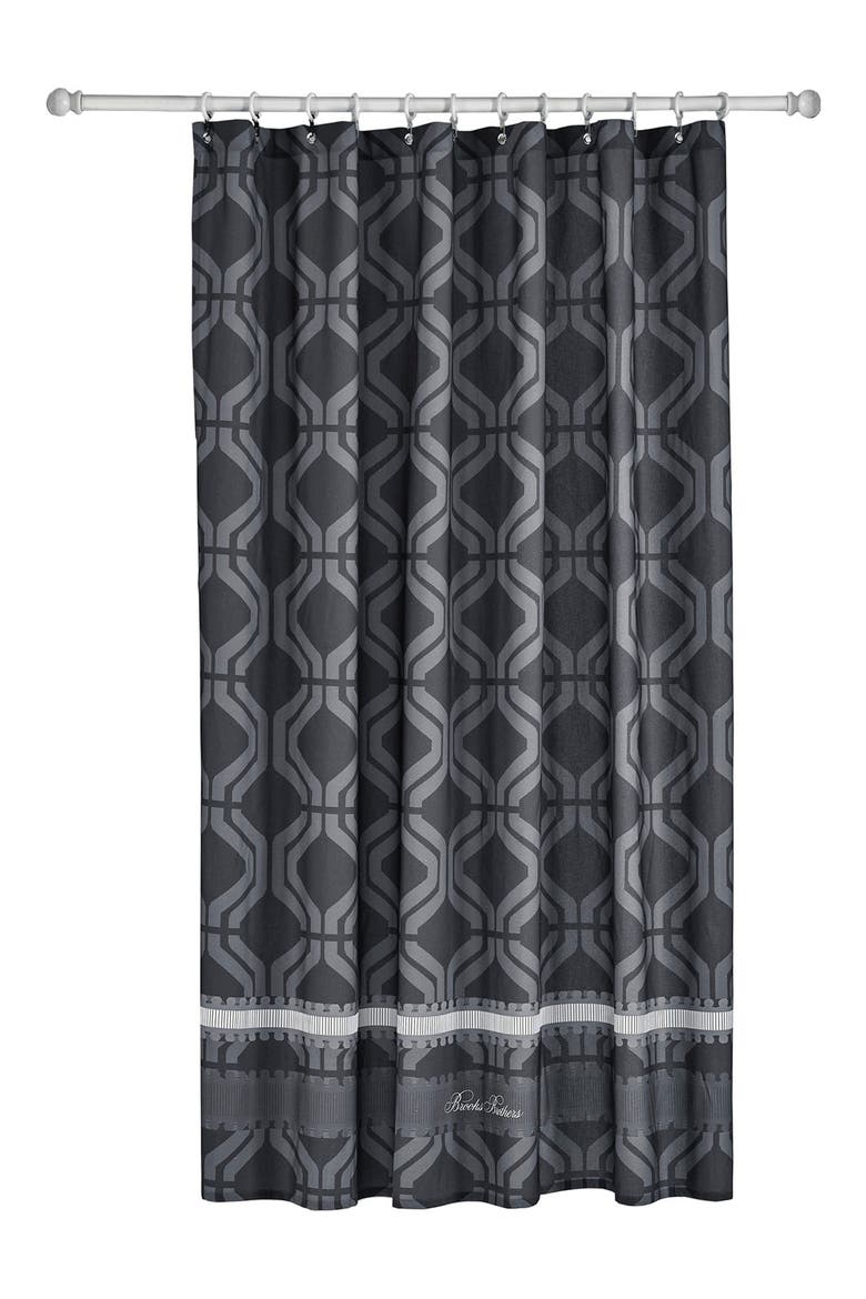 Geo Print Turkish Cotton Shower Curtain, Main, color, ANTHRACITE