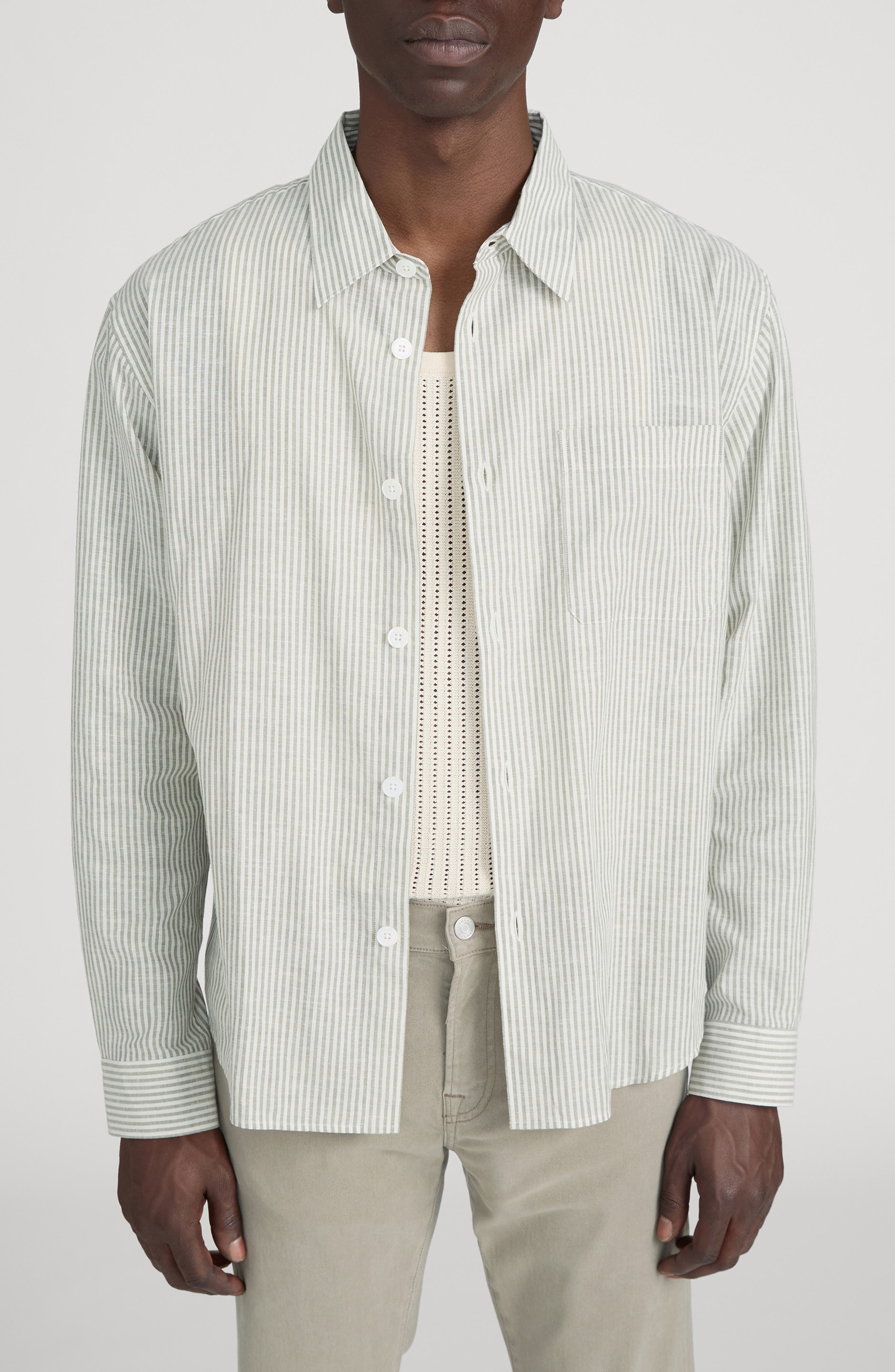 selected KHAKI ECRU STRIPE