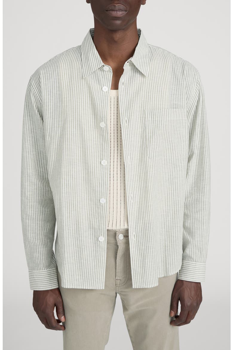 Stripe Button-Up Shirt, Main, color, KHAKI ECRU STRIPE