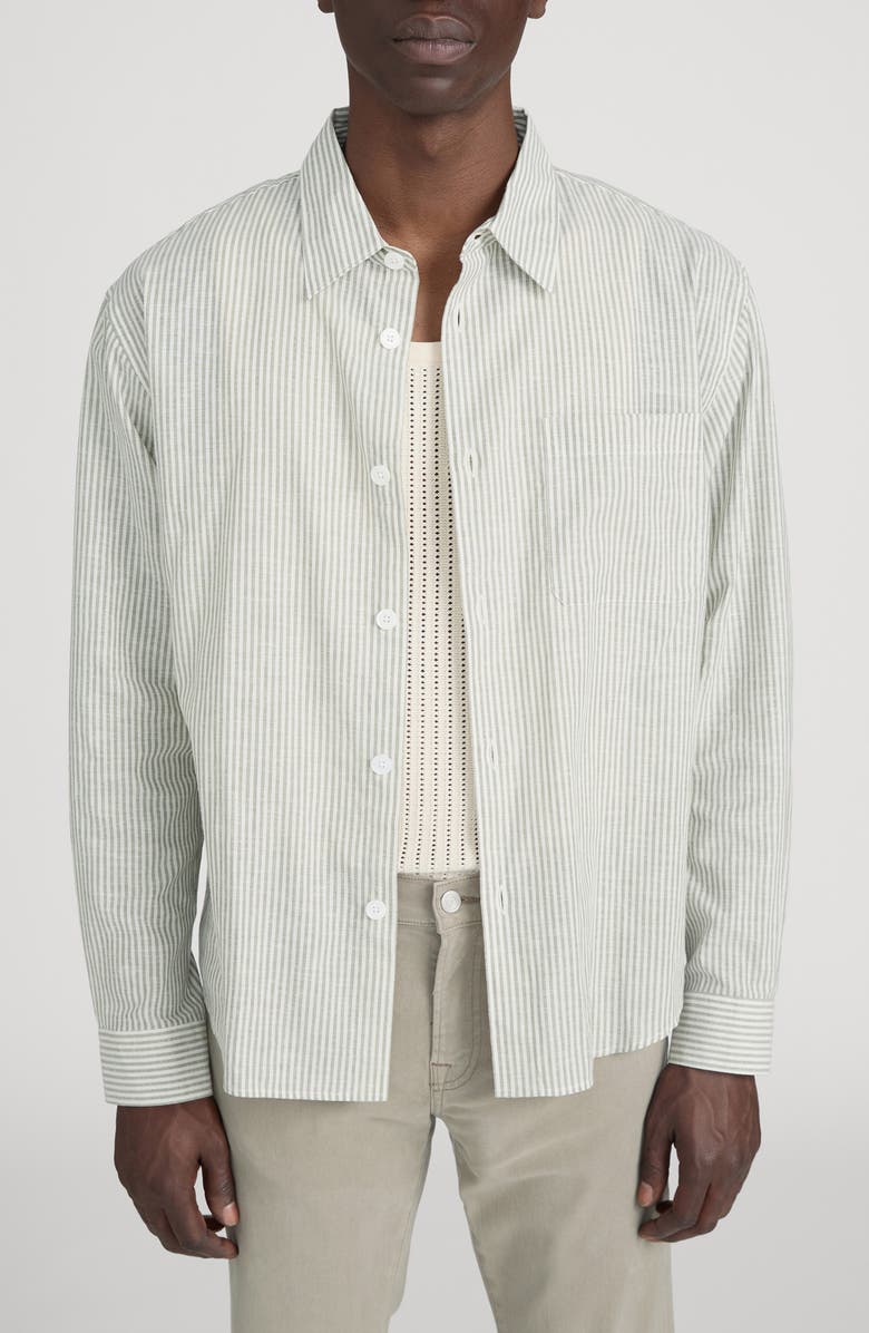 FRAME Stripe Button-Up Shirt, Main, color, Khaki Ecru Stripe