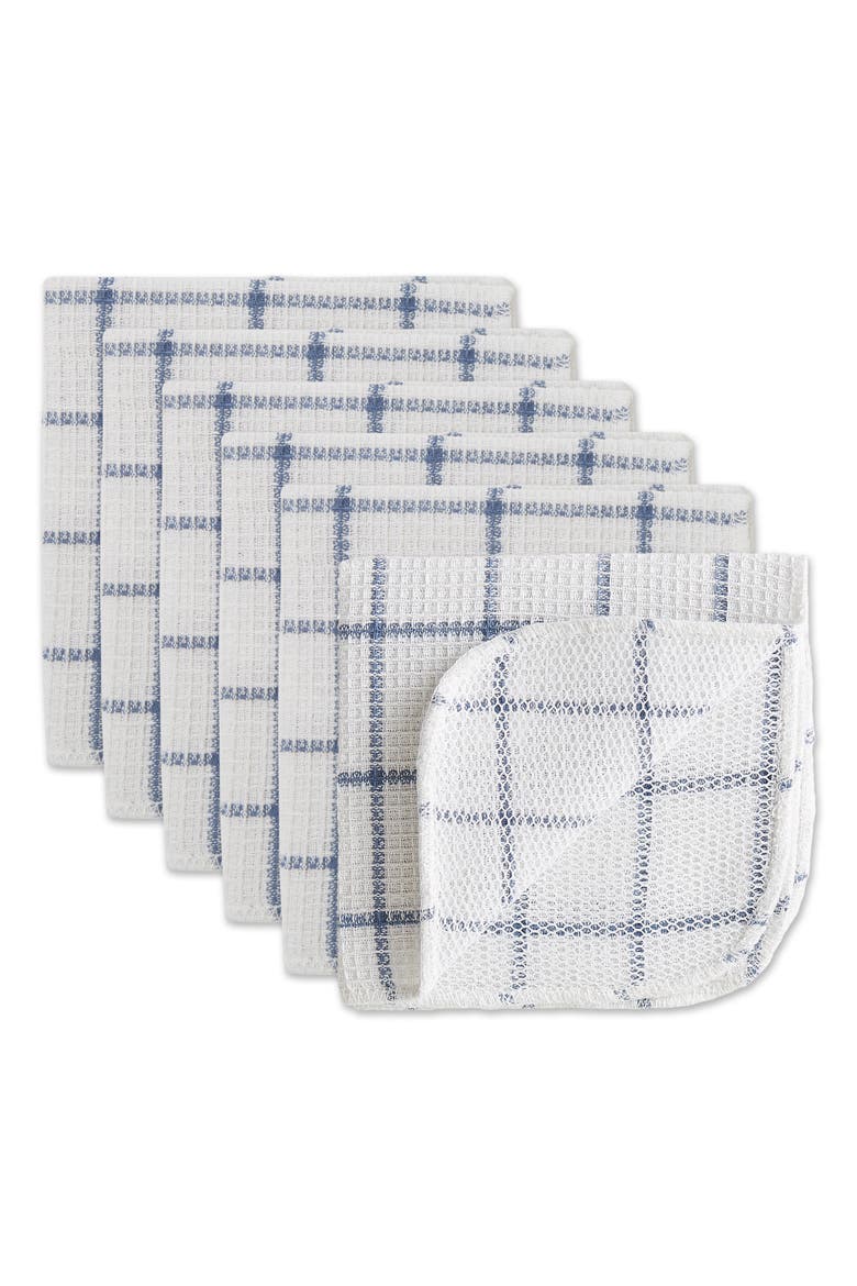 Stonewash Blue Scrubber Dishcloth Set/6, Main, color, Stonewash Blue