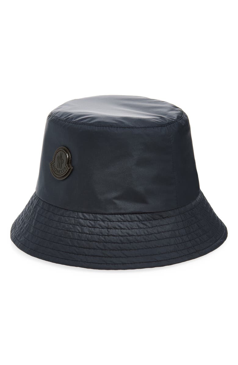 Moncler Reversible Logo Patch Bucket Hat, Alternate, color, Navy