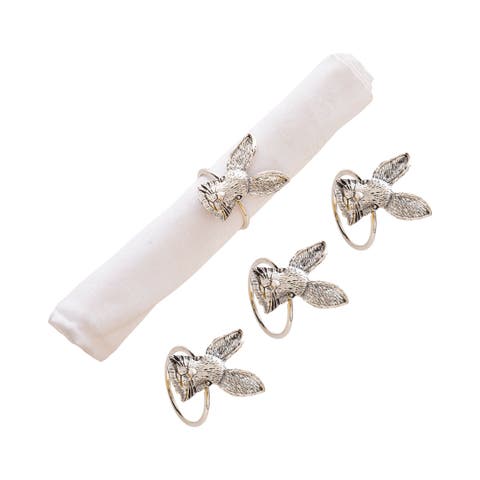 Silver Bunny Head Napkin Rings Set of 4