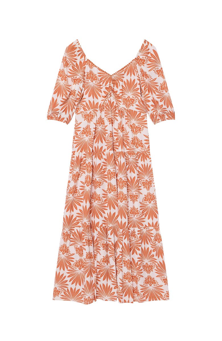 MINT VELVET Floral V-neck Printed Midi Dress., Alternate, color, Orange