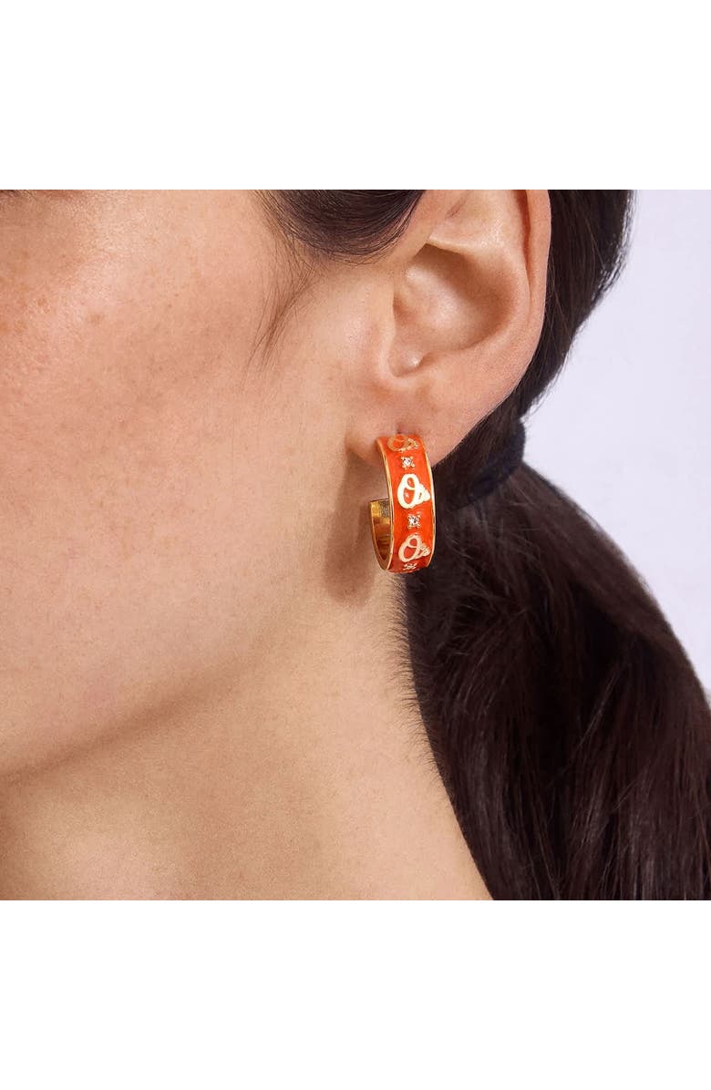 WEAR by Erin Andrews x BaubleBar Baltimore Orioles Enamel Hoop Earrings, Alternate, color, 