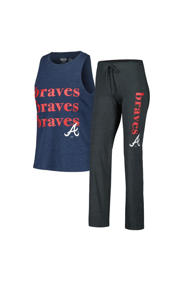 CONCEPTS SPORT Women's Concepts Sport Charcoal/Navy Atlanta Braves Meter Muscle Tank and Pants Sleep Set, Alternate, color, 