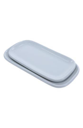 Bia Cordon Bleu Set Of 2 Assorted Impulse Rectangular Platters In Blue