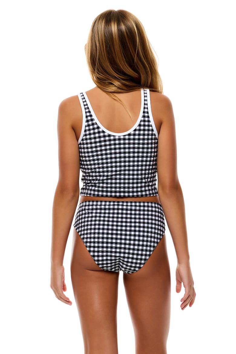 Kids' Gingham Seersucker Two-Piece Swimsuit, Alternate, color, BLACK