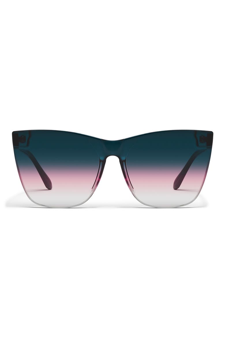 Come Thru 144mm Gradient Cat Eye Sunglasses, Main, color, BLACK/ TEAL GLOW