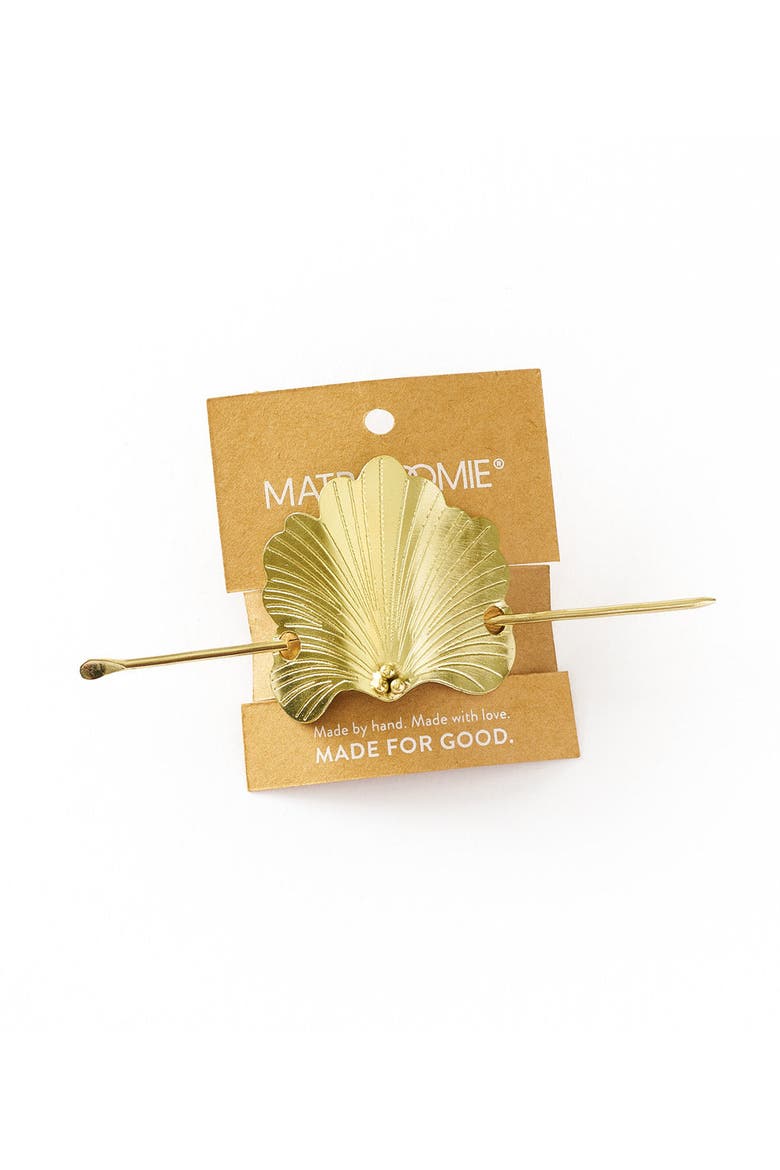 Sayuri Ginkgo Leaf Hair Pin, Alternate, color, Metallic Gold